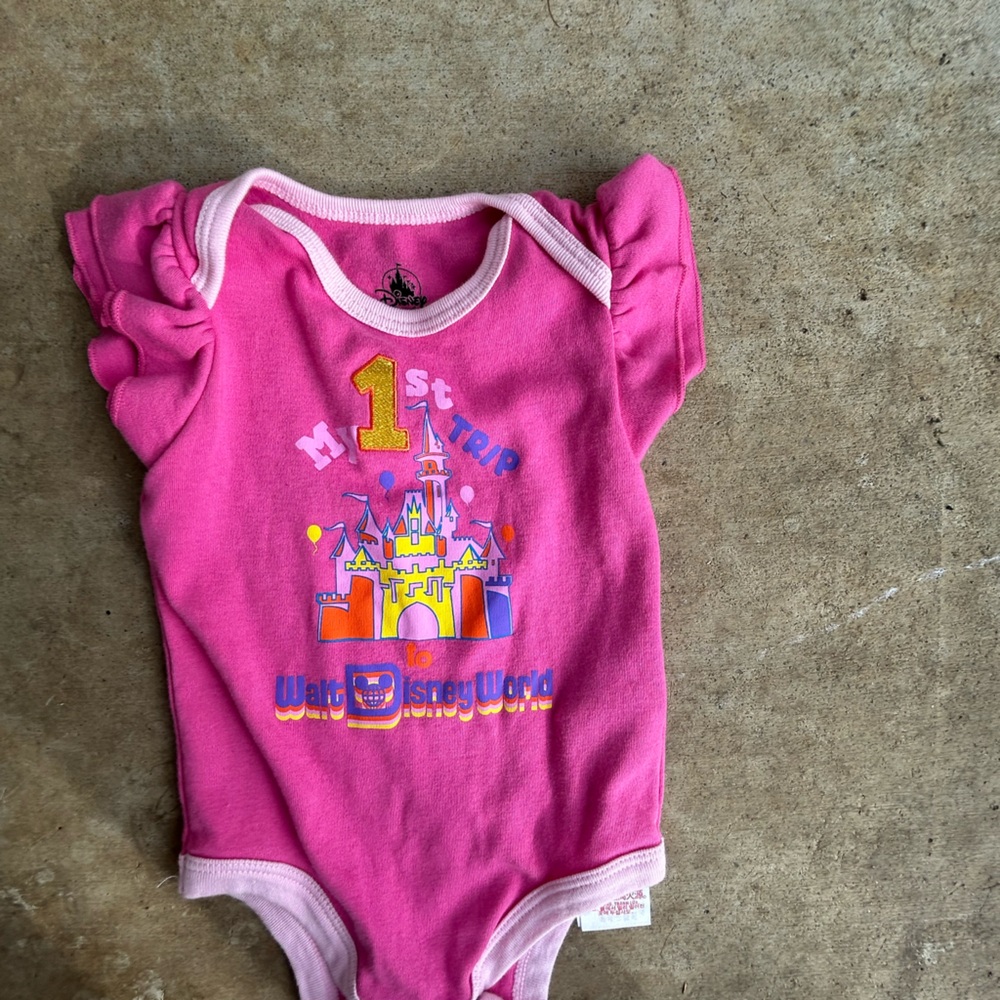 Vintage Disney Baby Onesie  Pink 'My 1st Trip' Shirt - Picture 3 of 7